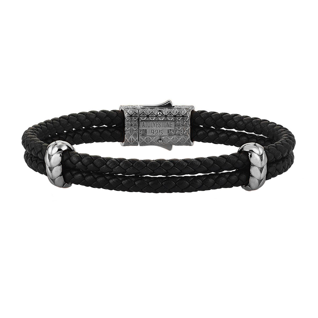Atolyestone Elements - Solid Silver - Gunmetal - Black Leather