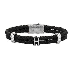 Women’s Atolyestone Statement - Solid Silver - Black Leather
