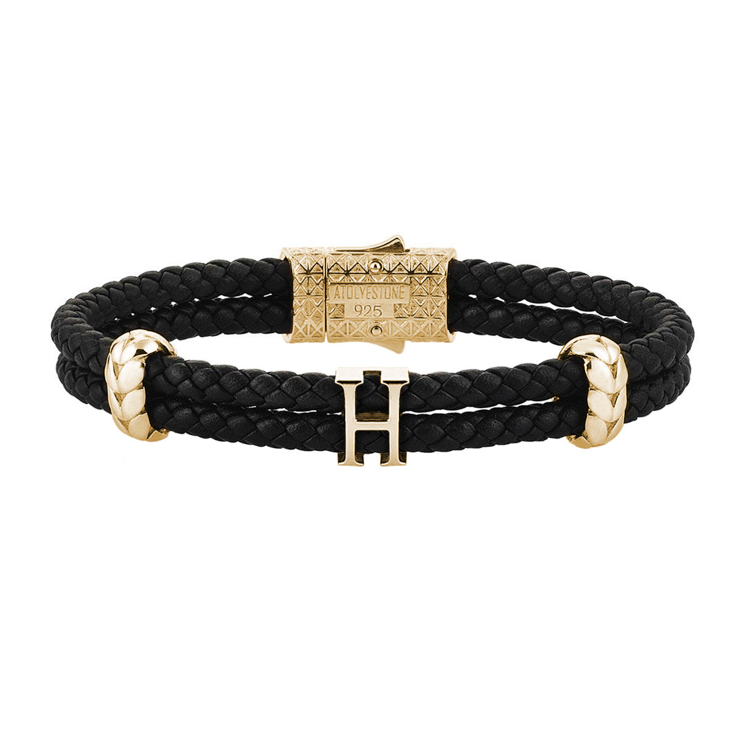 Women’s Atolyestone Statement - Yellow Gold - Black Leather