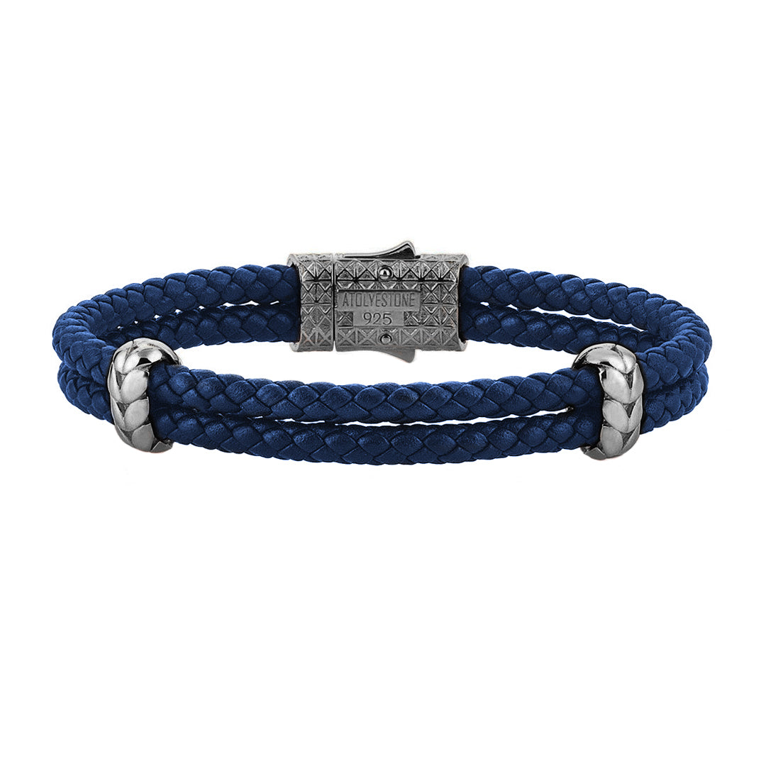 Atolyestone Elements - Solid Silver - Gunmetal - Blue Leather