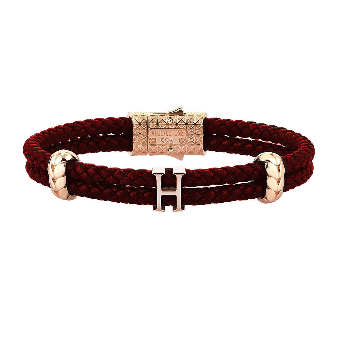 Women’s Atolyestone Statement - Rose Gold - Dark Red Leather