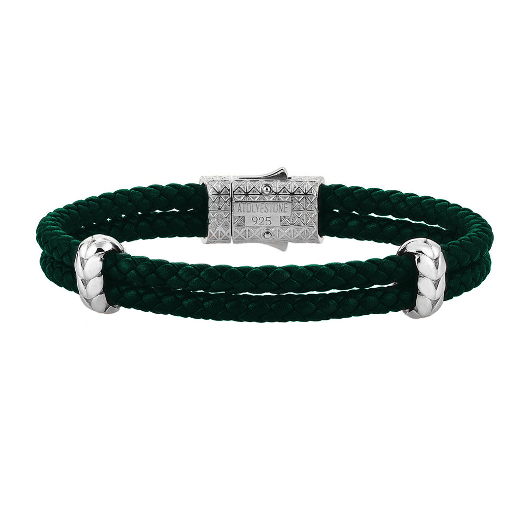 Atolyestone Elements - Solid Silver - Dark Green Leather