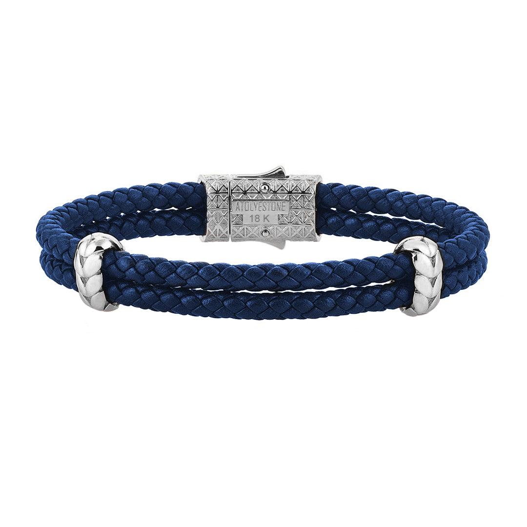 Atolyestone Elements - Solid White Gold - Blue Leather