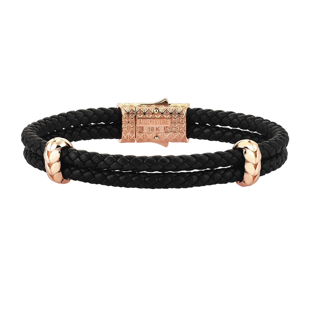 Atolyestone Elements - Solid Rose Gold - Black Leather