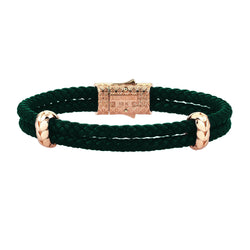 Atolyestone Elements - 18k Solid Rose Gold - Dark Green Leather