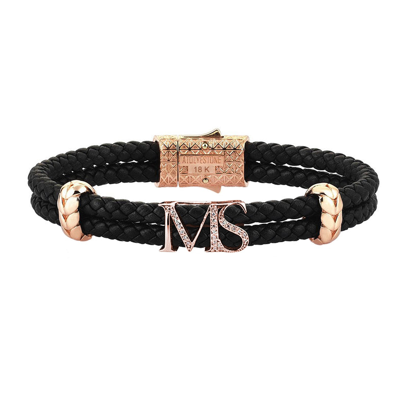 Atolyestone Statements - Solid Rose Gold - Black Leather