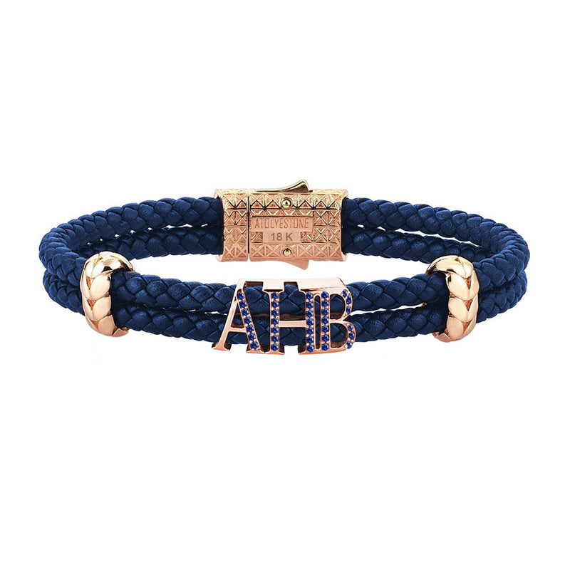Atolyestone Statements - Solid Rose Gold - Blue Leather - Sapphire