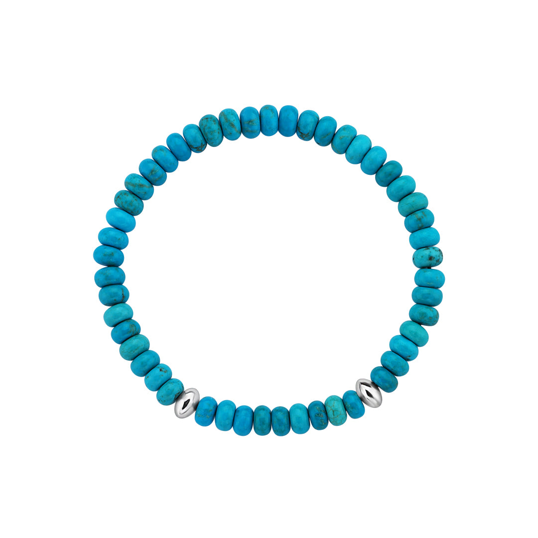 Minimal AAA Grade Natural Turquoise Rondelle Beaded Bracelet for Men