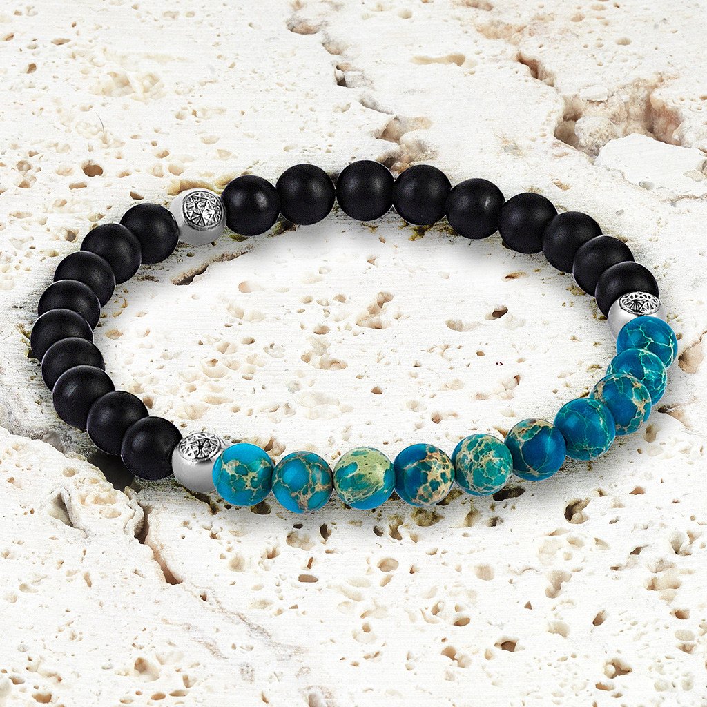 Agate Beaded Bracelet - Micro Turquoise Jasper