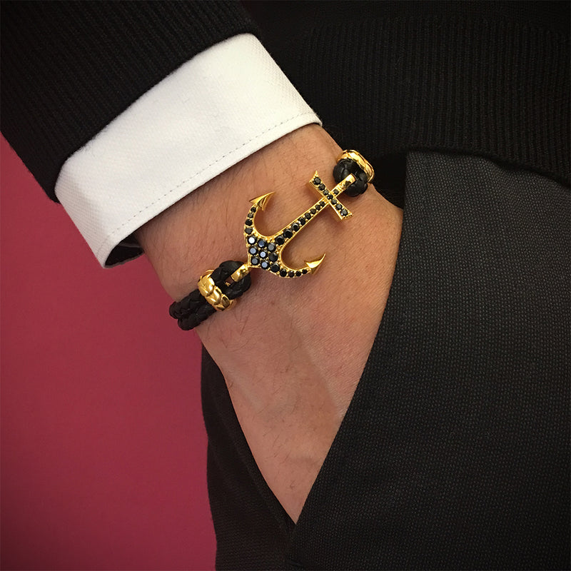 Anchor Leather Bracelet for Men