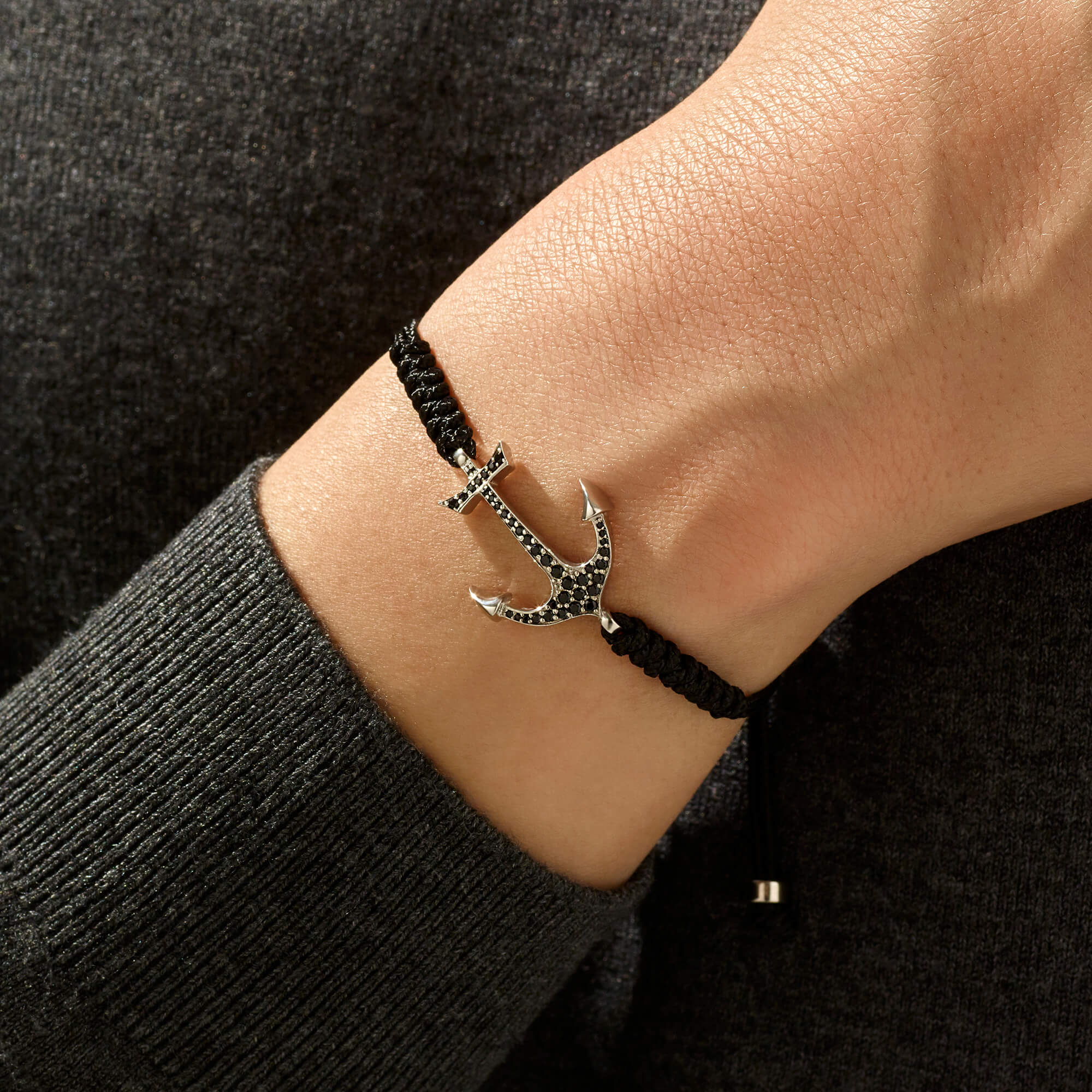 Anchor Macrame Bracelet Silver