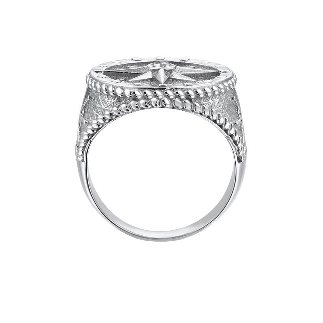 Mens Compass Ring - Solid Silver