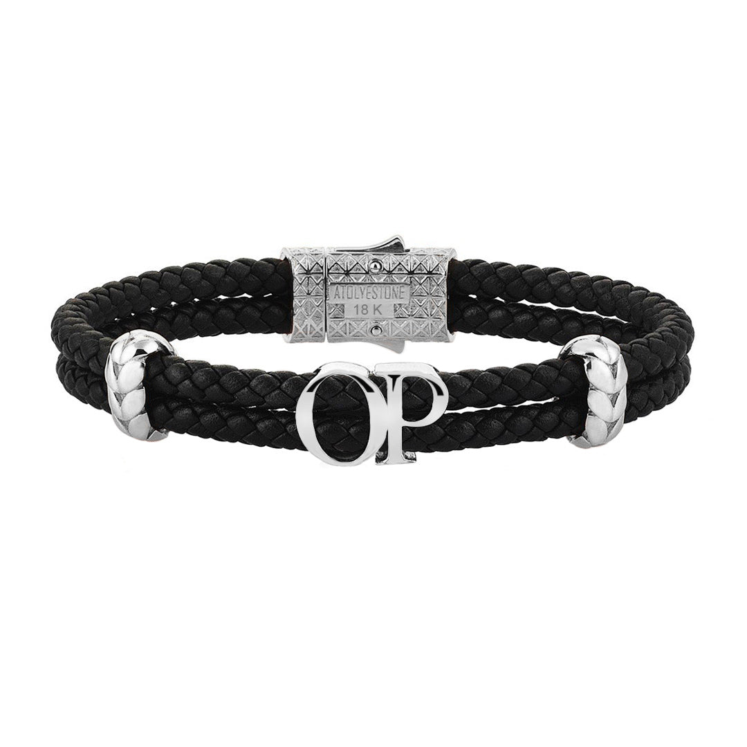 Atolyestone Statements - Solid White Gold - Black Leather