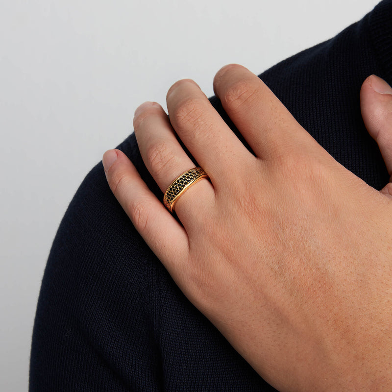 Classic Pave Band Ring - Solid Gold for Men
