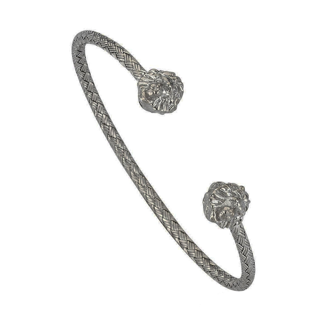 Mens Braided Leo Cuff Bracelet - Gunmetal