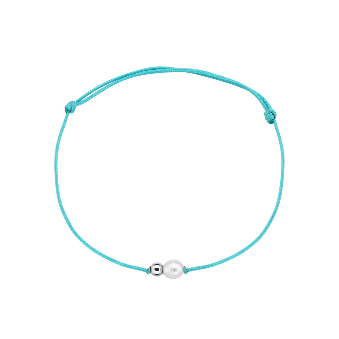 Freshwater Baroque Charm Adjustable Macrame Bracelet in Turquoise for Men