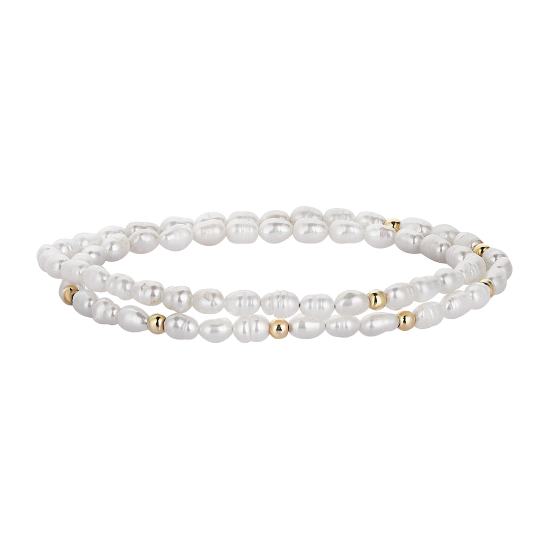 Men's Good Luster Freshwater Baroque Pearl Beaded Wrap Bracelet
