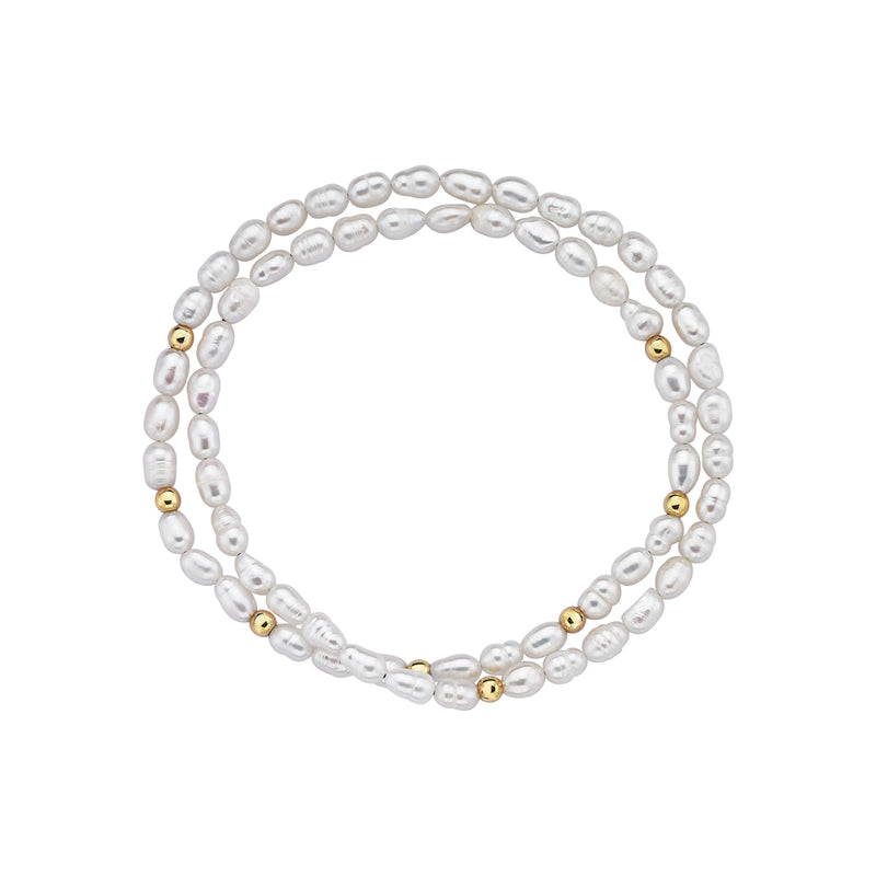 Men's Freshwater Baroque Pearl Double Beaded Wrap Bracelet
