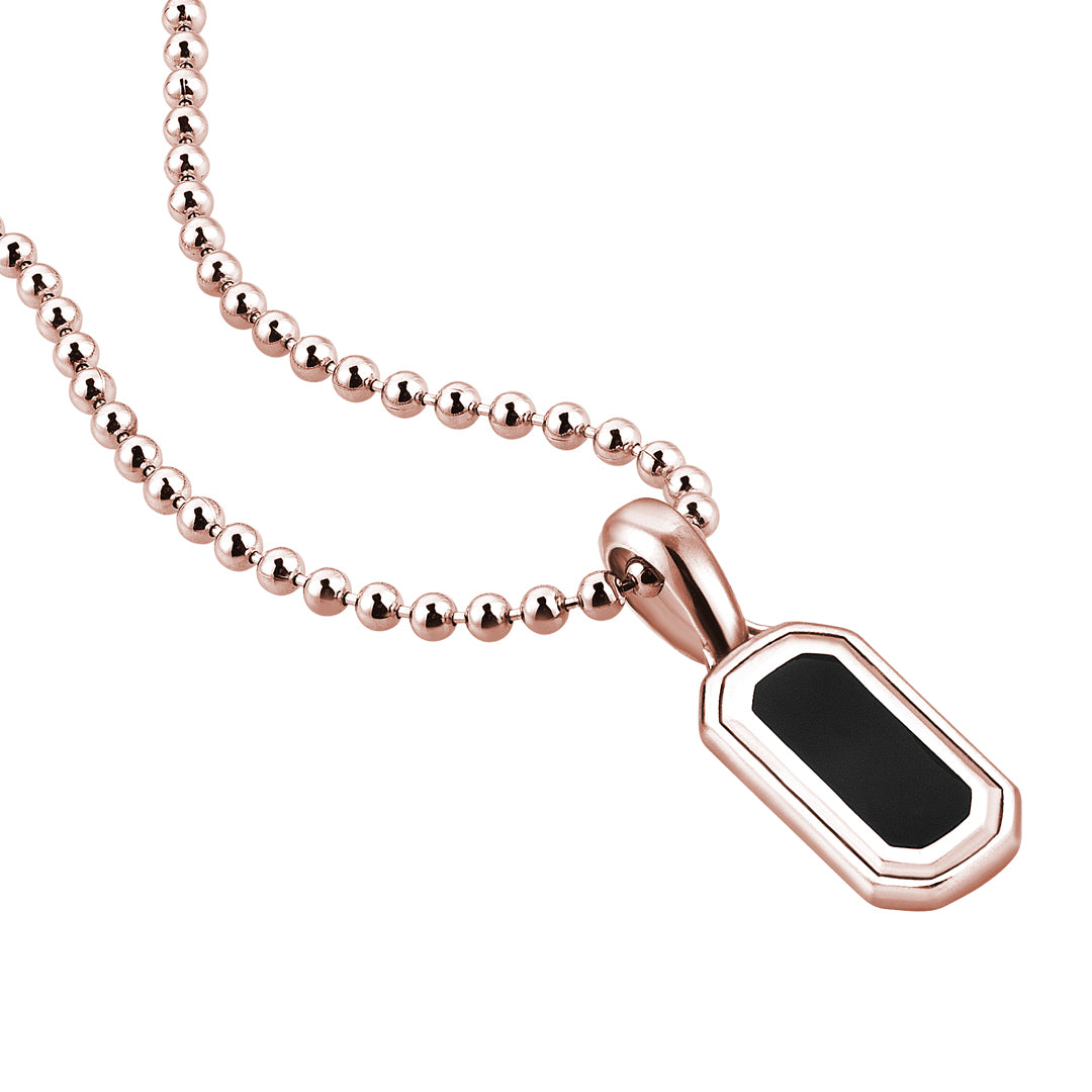 Men's 14k Solid Rose Gold Black Tag Pendant