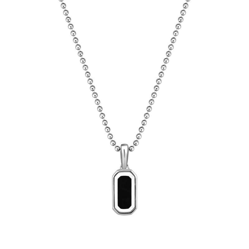 Men's Black Finished Tag Pendant in Solid White Gold