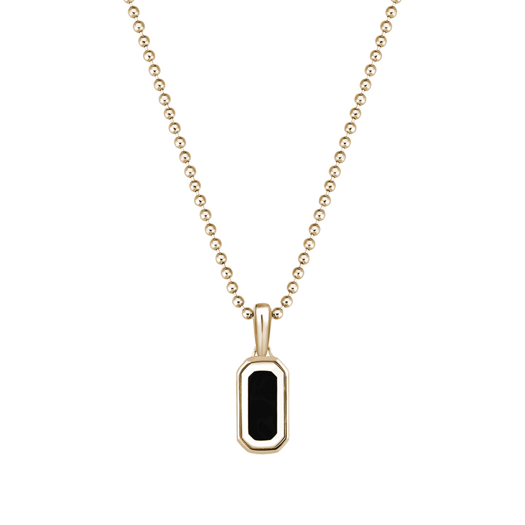 Men's Black Finished Dog Tag Pendant in Real Yellow Gold