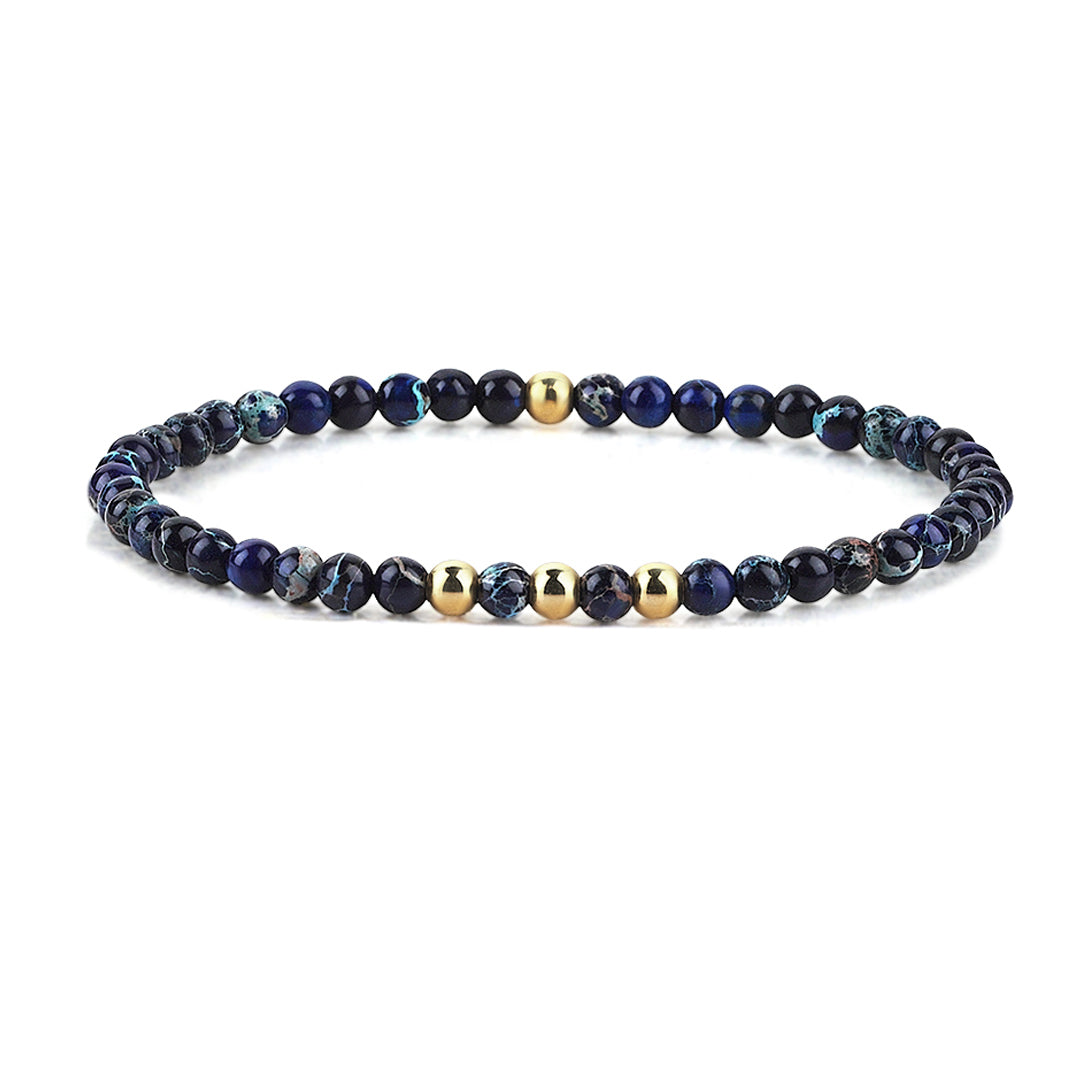 Mens Minimalist Beaded Bracelet - Imperial Jasper
