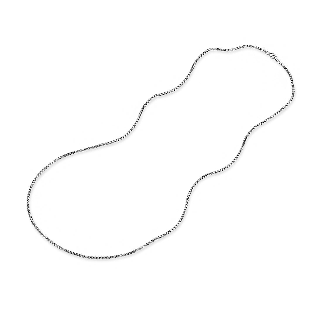 Men's 14k Solid White Gold 1.70mm Box Chain Necklace