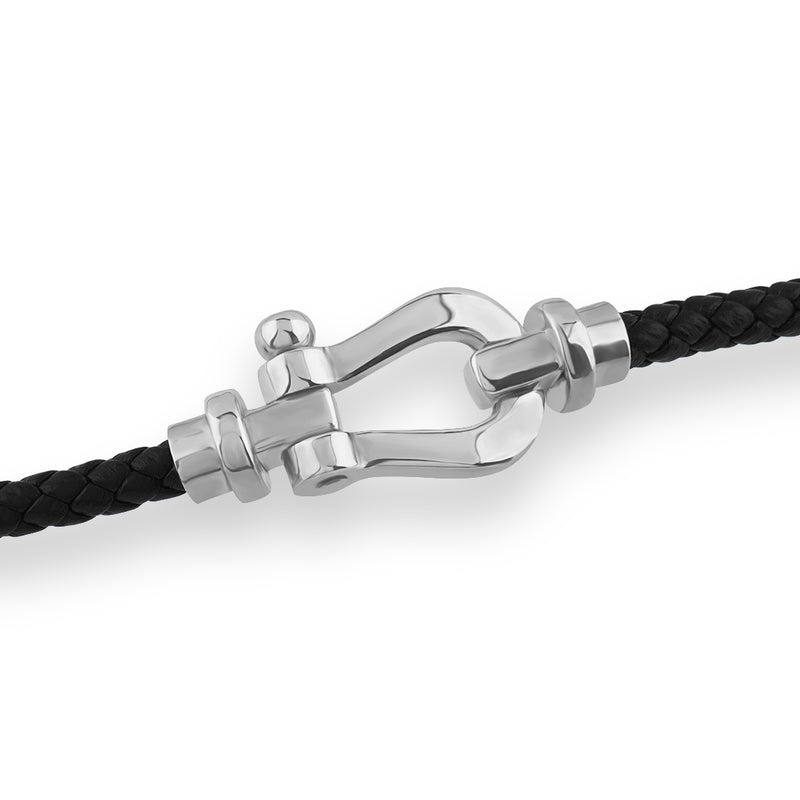 Men's 925 Solid Silver Buckle Leather Bracelet - Atolyestone
