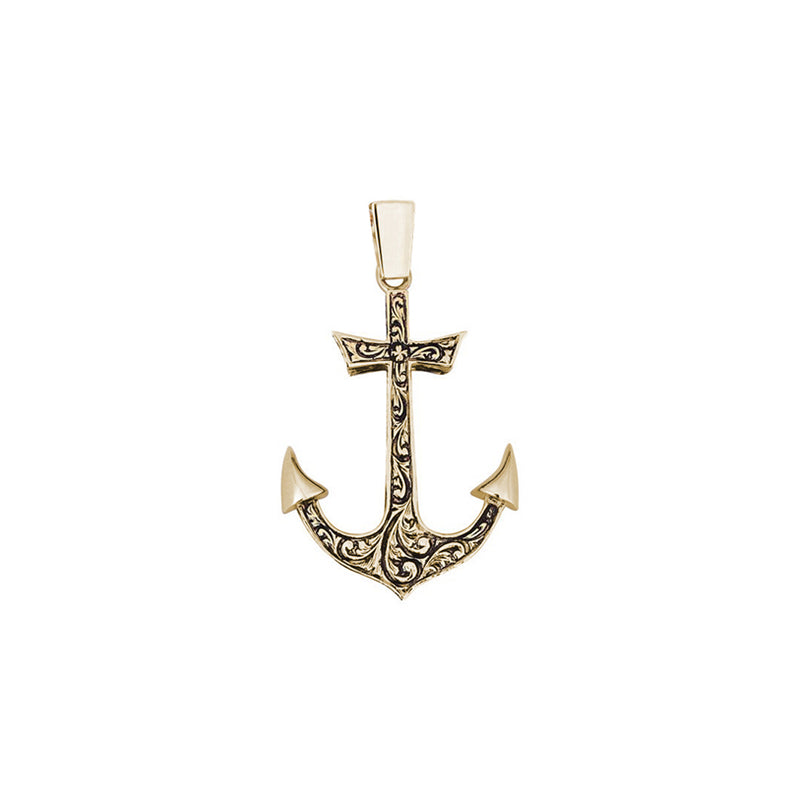Gold Mariner Anchor Pendant Necklace