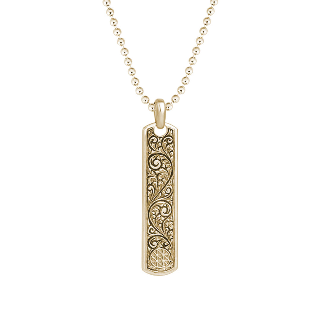 14k Classic Samurai Tag Necklace - Solid Gold