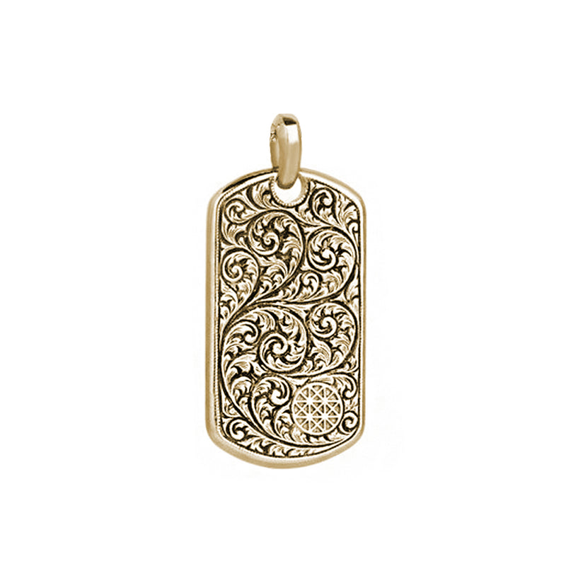 Dog Tag Pendant - Solid Gold