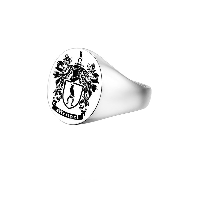 Carved Signet Round Ring Base for Family Crest - Solid Silver