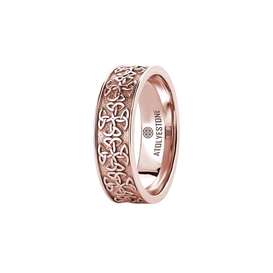 Men's Celtic Design Band Ring in Real Rose Gold