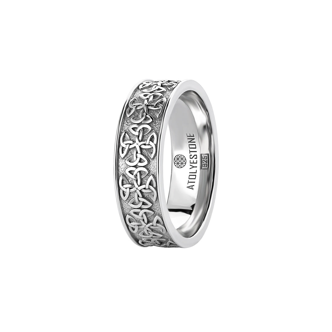 The Triskelion Celtic Band Ring For Men In Sterling Silver, Celtic Men - Foto 5