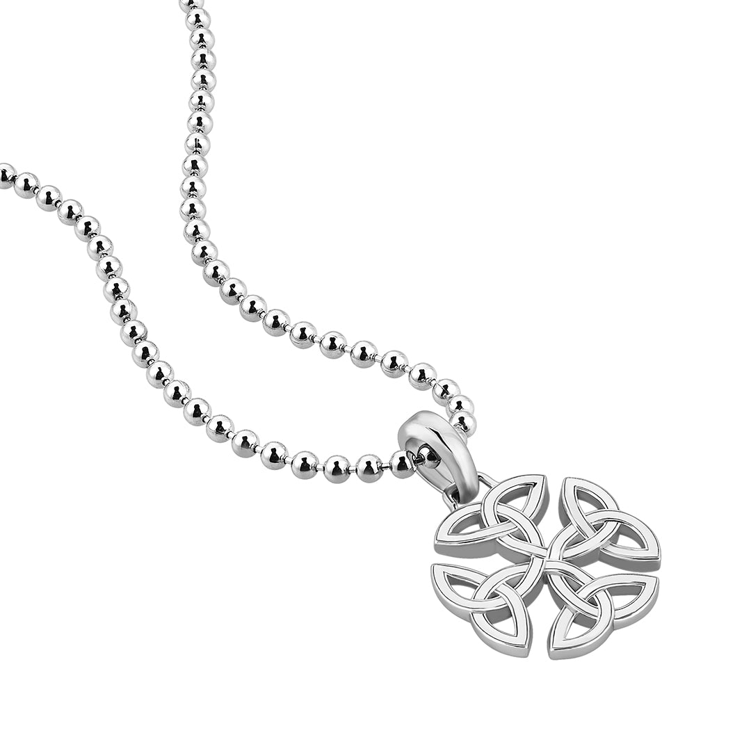 Real Gold Trinity Knot Celtic Pendant for Men - White Gold
