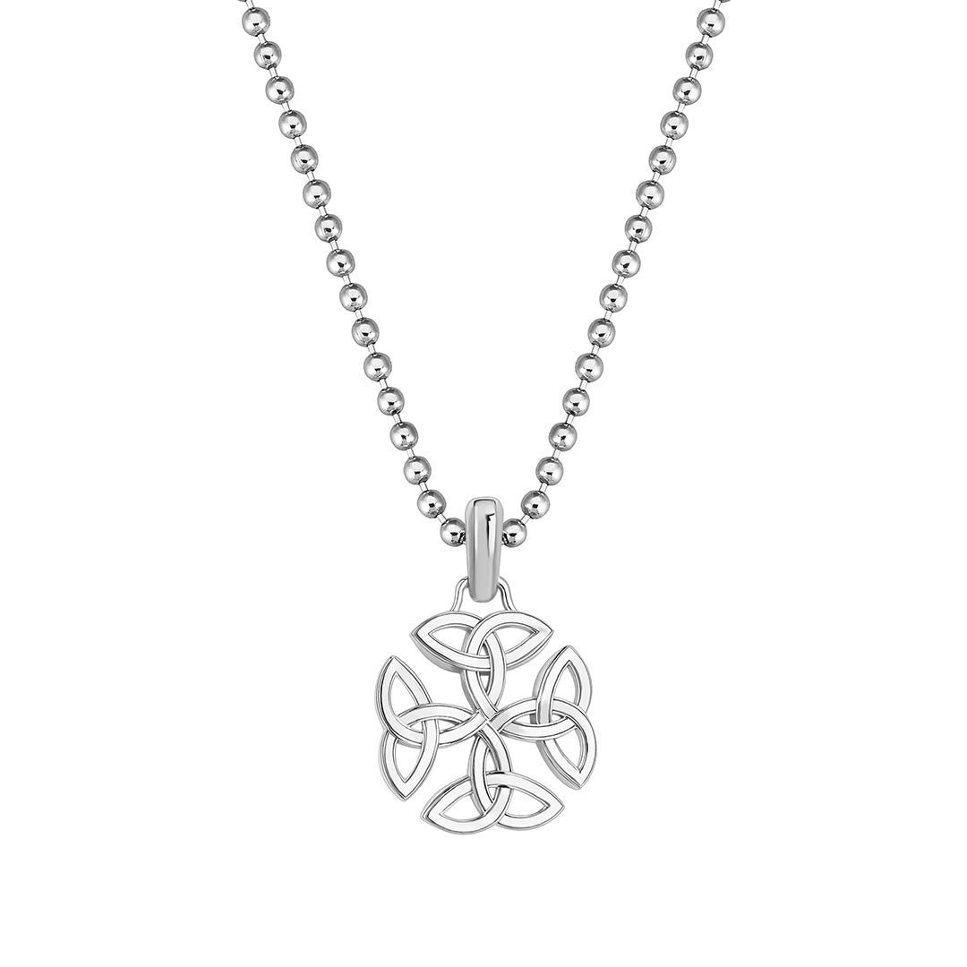 Men's Solid White Gold Celtic Pendant