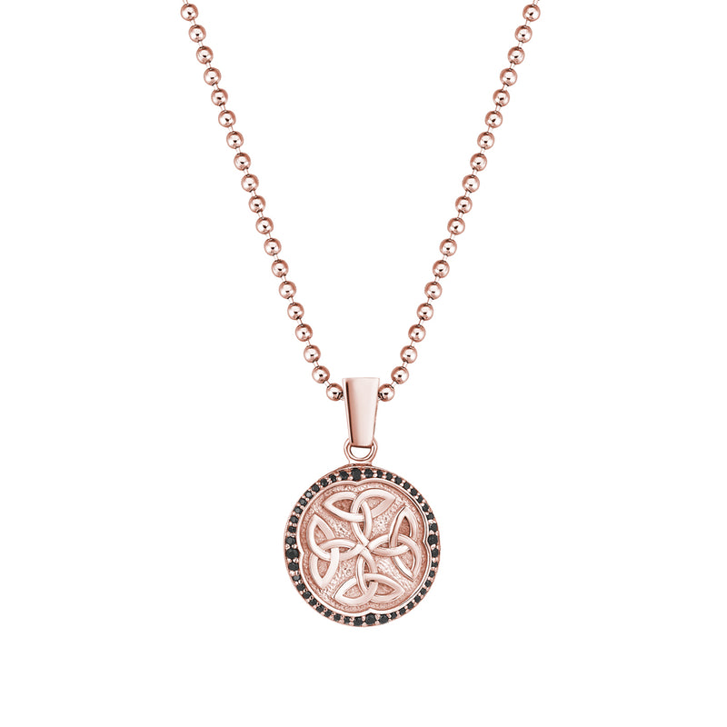 Men's 0.68ct Black Diamond Paved Celtic Pendant Necklace in Solid Rose Gold