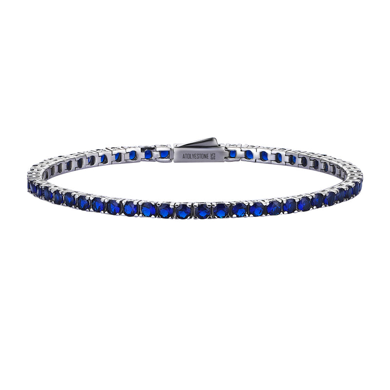 Men's Silver Chain Tennis Bracelet with CZ Diamonds - Atolyestone