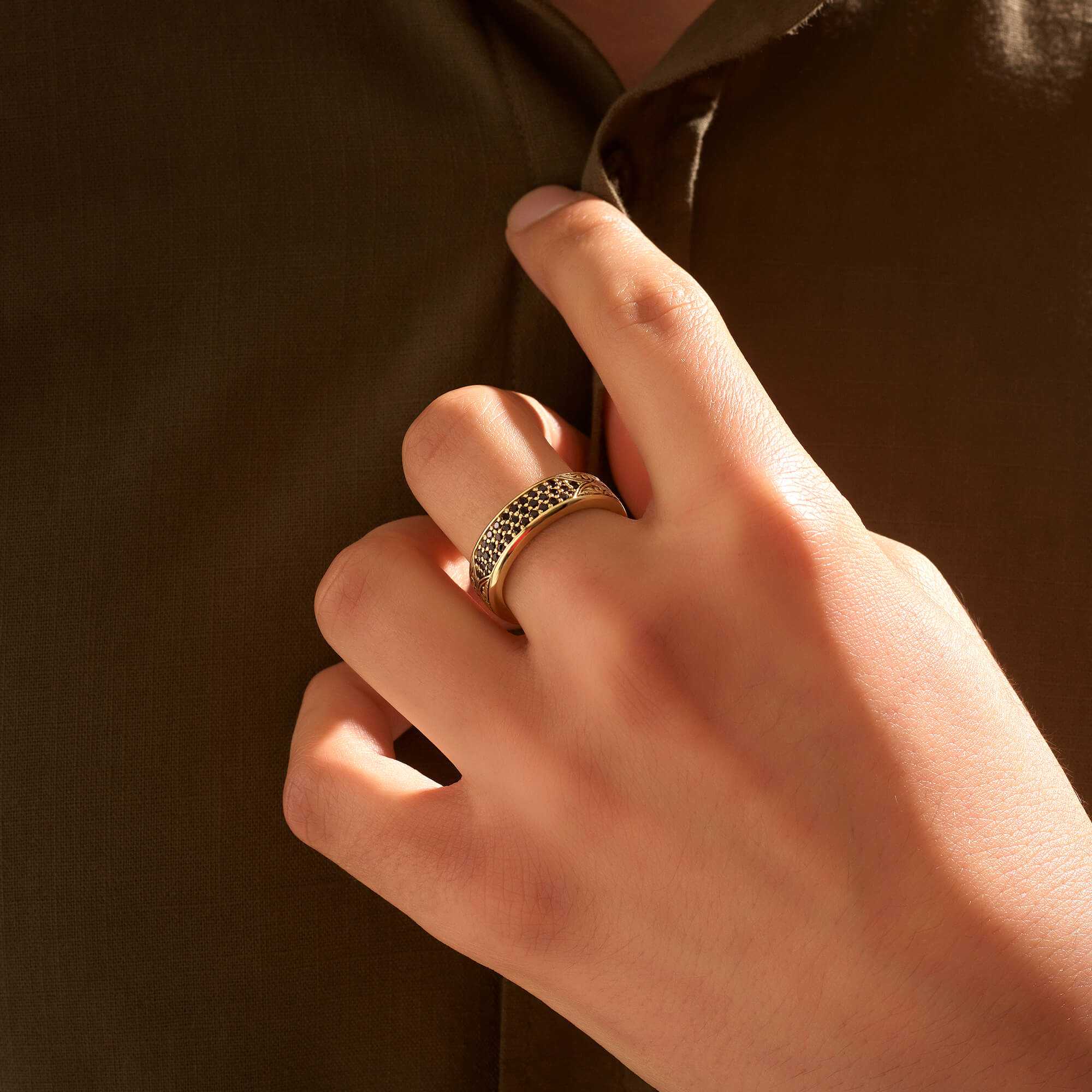 Classic Pave Band Ring - Solid Gold