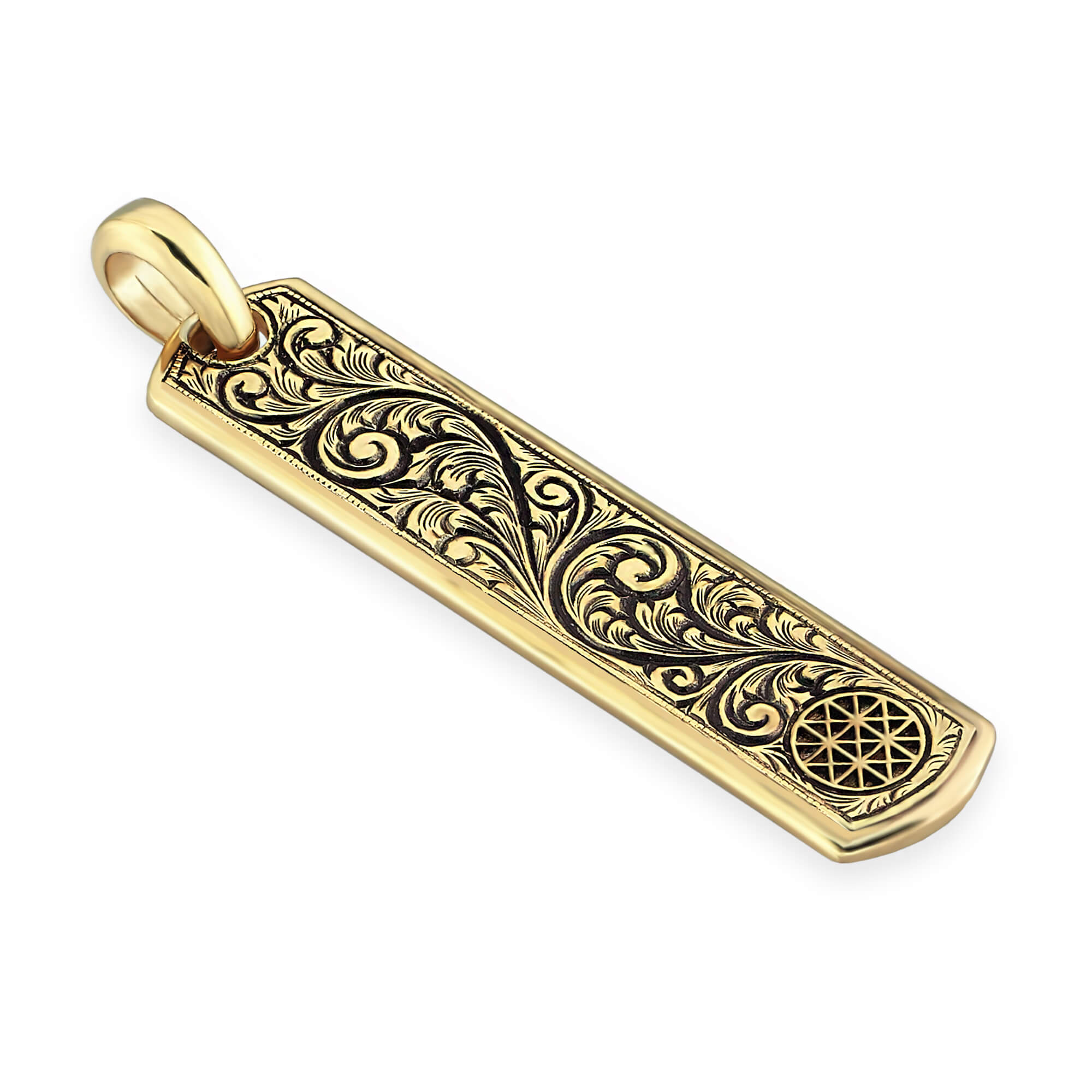 Classic Samurai Tag Necklace - Solid Gold  (Pendant Only)
