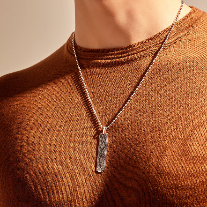 Classic Samurai Tag Necklace With Chain