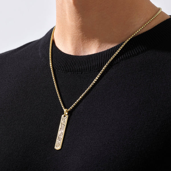 Classic Samurai Tag Necklace - Solid Gold  (Pendant Only)
