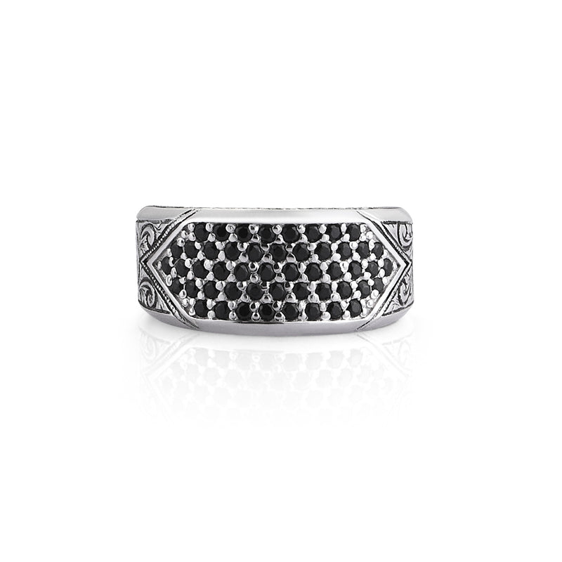 Classic Pave Signet Ring - Solid Silver - Pave Cubic Zirconia