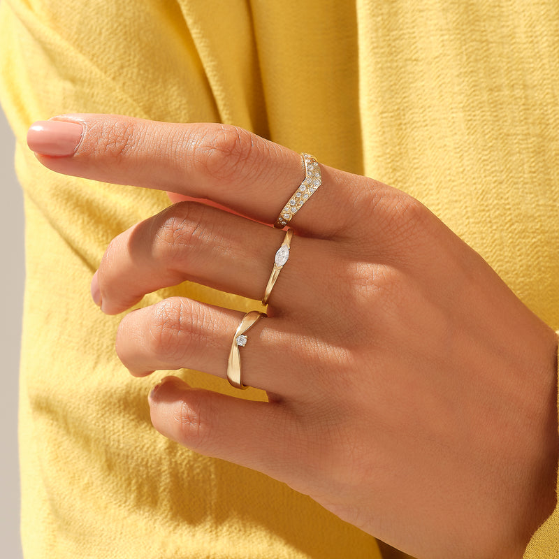 Marquise Diamond Solo Stacking Ring in Gold