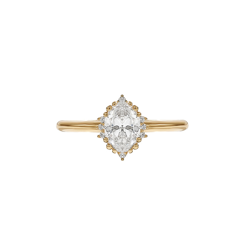 Oval Diamond Vintage Solitaire Engagement Ring in Gold