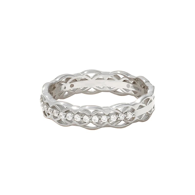 0.17 ctw Diamond Pave Celtic Band Ring in Real White Gold