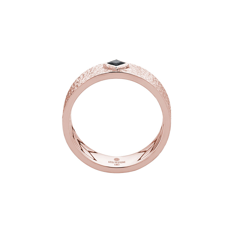 Men's Real Rose Gold Hammered 7mm Band Solitaire Ring