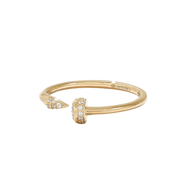 Women's 0.11 ctw Diamond Pave Nail Ring in Solid Yellow Gold