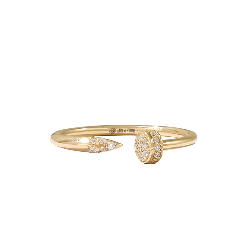 Women's 0.11 ctw Diamond Pave Nail Ring in Real Yellow Gold
