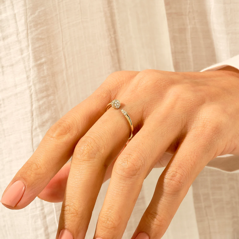 Women's 18k Gold Diamond Paved Nail Ring